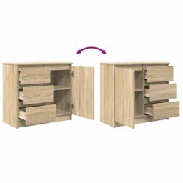 Berkfield Home Sideboard with Drawer Sonoma Oak 71x35x65 cm Engineered Wood in Brown - Size: 71 x 35 x 65 cm - thumbnail 9