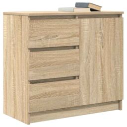 Berkfield Home Sideboard with Drawer Sonoma Oak 71x35x65 cm Engineered Wood in Brown - Size: 71 x 35 x 65 cm - thumbnail 4