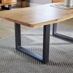 Home Source Live Edge Coffee Table Solid 26mm Acacia Top Black Metal Legs Home Furniture in Natural - thumbnail 7
