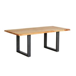 Home Source Live Edge Coffee Table Solid 26mm Acacia Top Black Metal Legs Home Furniture in Natural - thumbnail 8