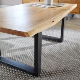 Home Source Live Edge Coffee Table Solid 26mm Acacia Top Black Metal Legs Home Furniture in Natural - thumbnail 4