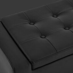 Home Republic Faux Leather Ottoman Bench with Storage in Black - Size: Medium - thumbnail 3