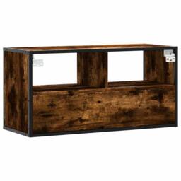 Berkfield Home TV Cabinet Smoked Oak 80x31x39.5 cm Engineered Wood & Metal in Brown - thumbnail 6