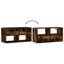 Berkfield Home TV Cabinet Smoked Oak 80x31x39.5 cm Engineered Wood & Metal in Brown - thumbnail 7