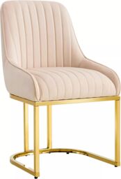 Hygrad Built to Survive Set Of 2 Velvet Dining Chairs Luxury Padded Dining Room Chairs Armless Gold Legs in Cream - thumbnail 3