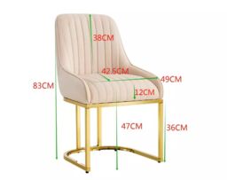 Hygrad Built to Survive Set Of 2 Velvet Dining Chairs Luxury Padded Dining Room Chairs Armless Gold Legs in Cream - thumbnail 5