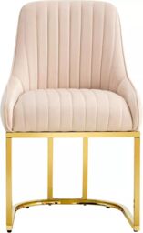 Hygrad Built to Survive Set Of 2 Velvet Dining Chairs Luxury Padded Dining Room Chairs Armless Gold Legs in Cream - thumbnail 4
