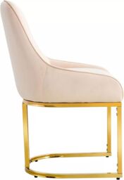 Hygrad Built to Survive Set Of 2 Velvet Dining Chairs Luxury Padded Dining Room Chairs Armless Gold Legs in Cream - thumbnail 2