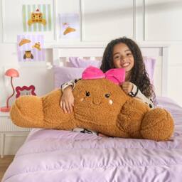 OHS Bowed Croissant Cuddle Cushion Novelty Reading Pillow in Brown - thumbnail 2