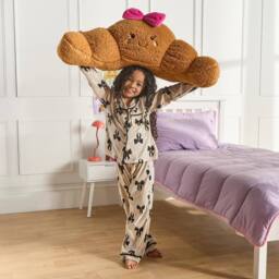 OHS Bowed Croissant Cuddle Cushion Novelty Reading Pillow in Brown - thumbnail 3