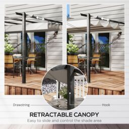OUTSUNNY 4 x 3(m) Aluminium Pergola Gazebo Garden Shelter w/ Retractable Roof in Grey - thumbnail 6