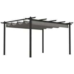 OUTSUNNY 4 x 3(m) Aluminium Pergola Gazebo Garden Shelter w/ Retractable Roof in Grey - thumbnail 2