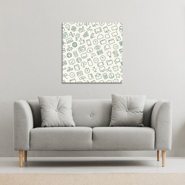 Benjamin Tate Design Outline icons (Canvas Print) / 77 x 77 x 4cm in Natural - Size: 77 x 77 x 4 cm - image 1