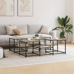 Berkfield Home Coffee Table Sonoma Oak 121x121x40 cm Engineered Wood in Brown - Size: 121 x 121 x 40 cm - thumbnail 3