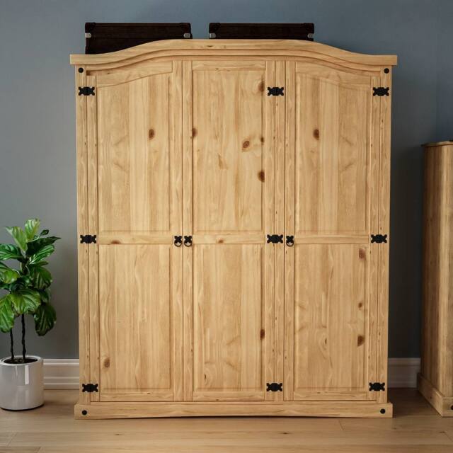 HD Designs Corona 3 Door Wardrobe Storage Bedroom Furniture 1780 x 1500 x 500 mm in Brown - image 1