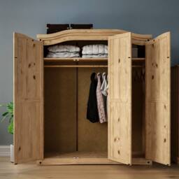 HD Designs Corona 3 Door Wardrobe Storage Bedroom Furniture 1780 x 1500 x 500 mm in Brown - thumbnail 2