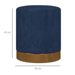 Wyld Haus Tamo Bala Dark Blue Corduroy Padded Footstool with Gold Accent - thumbnail 3