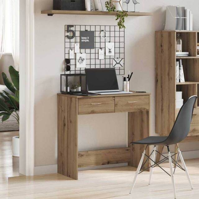 Berkfield Home Elegant Desk Artisian Oak 80x40x75 cm Engineered Wood in Brown - Size: 80 x 40 x 75 cm - image 1