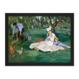 "Artery8 Wall Art Print Manet Monet Family In Their Garden Argenteuil Painting Large Framed Wall Décor Art in Brown - Size: W18"" x H24""" - thumbnail 1