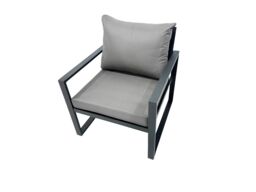 Fimous 6 Seat Aluminium Lounge 3 Seat Sofa Coffee Table Sets with 2 Big Stool in Dark Grey - thumbnail 5
