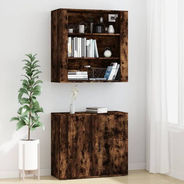 Berkfield Home Highboard Smoked Oak Engineered Wood in Brown - image 1