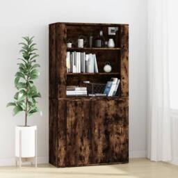 Berkfield Home Highboard Smoked Oak Engineered Wood in Brown - thumbnail 2