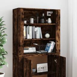 Berkfield Home Highboard Smoked Oak Engineered Wood in Brown - thumbnail 4