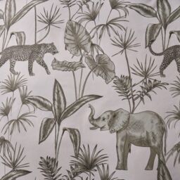 OHS Duvet Cover Set Safari Jungle Reversible Bed Quilt with Pillowcases Soft Bedding in Pale Green - Size: Double - thumbnail 5