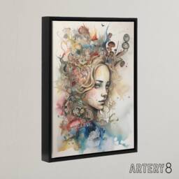 "Artery8 Alice Portrait in Wonderland Framed Canvas Wall Art Print in Beige - Size: W12"" x H16""" - thumbnail 2