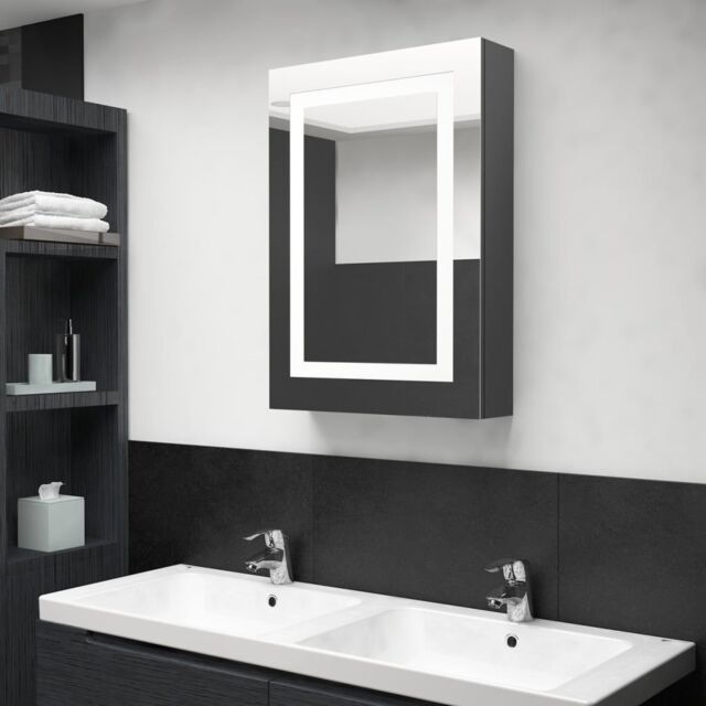 Berkfield Home LED Bathroom Mirror Cabinet Grey 50x13x70 cm - Size: 50 x 13 x 70 cm - image 1