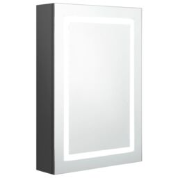 Berkfield Home LED Bathroom Mirror Cabinet Grey 50x13x70 cm - Size: 50 x 13 x 70 cm - thumbnail 2