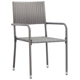 Berkfield Home Luxurious 3 Piece Garden Dining Set Poly Rattan Anthracite & Grey - thumbnail 4