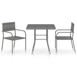 Berkfield Home Luxurious 3 Piece Garden Dining Set Poly Rattan Anthracite & Grey - thumbnail 3