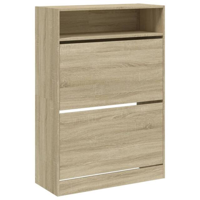 Berkfield Home Shoe Cabinet with 2 Flip-Drawers Sonoma Oak 80x34x116 cm in Light Brown - Size: 80 x 34 x 116 cm - image 1