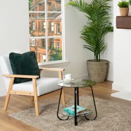 LIVIVO 2-Tier Round Tempered Glass Side Table in Clear - thumbnail 5