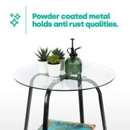 LIVIVO 2-Tier Round Tempered Glass Side Table in Clear - thumbnail 3