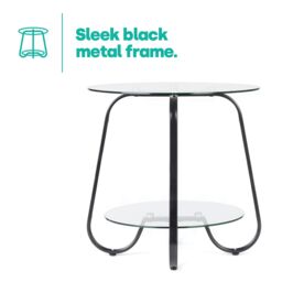 LIVIVO 2-Tier Round Tempered Glass Side Table in Clear - thumbnail 4