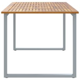 Berkfield Home Outdoor Dining Table Grey 200x90x75 cm Steel&Solid Wood Acacia - Size: 200 x 90 x 75 cm - thumbnail 6