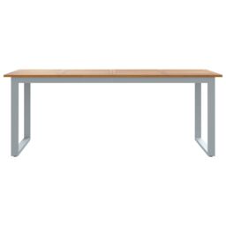 Berkfield Home Outdoor Dining Table Grey 200x90x75 cm Steel&Solid Wood Acacia - Size: 200 x 90 x 75 cm - thumbnail 5
