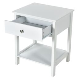 Costway Set of 2 Nightstand 2 Tiers Modern Sofa Side Table Bedroom End Table with Drawer in White - thumbnail 4