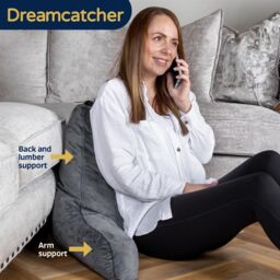 Dreamcatcher Large Grey Reading Pillow, Shredded Memory Foam Cuddle Cuddle Cushion Backrest, Arm Support, Washable Velvet Cover - thumbnail 6