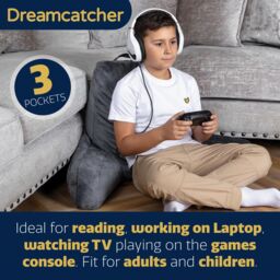 Dreamcatcher Large Grey Reading Pillow, Shredded Memory Foam Cuddle Cuddle Cushion Backrest, Arm Support, Washable Velvet Cover - thumbnail 4