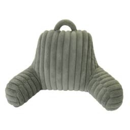 Aamira Reading Pillow Grey Faux Fur Ribbed Memory Foam Support Cushion - thumbnail 1