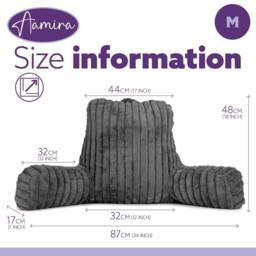 Aamira Reading Pillow Grey Faux Fur Ribbed Memory Foam Support Cushion - thumbnail 7
