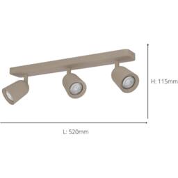 Loops Stylish Sandy Triple Ceiling Spotlight for Indoor Home Decor in Nude - thumbnail 4