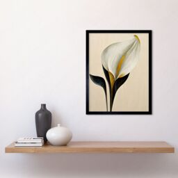 "Artery8 Wall Art Print Elegant Modern Calla Lily Black Gold Beige Art Framed - Size: W12"" x H16""" - thumbnail 2