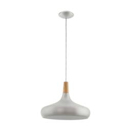 Eglo Sabinar Steel & Wood Pendant Light, (D) 40cm in Silver - thumbnail 2