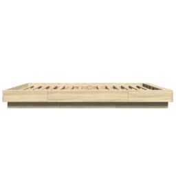 Berkfield Home Bed Frame with LED Lights without Mattress Sonoma Oak 160x200cm in Brown - Size: 160x200 cm - thumbnail 6