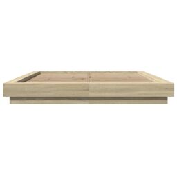 Berkfield Home Bed Frame with LED Lights without Mattress Sonoma Oak 160x200cm in Brown - Size: 160x200 cm - thumbnail 5