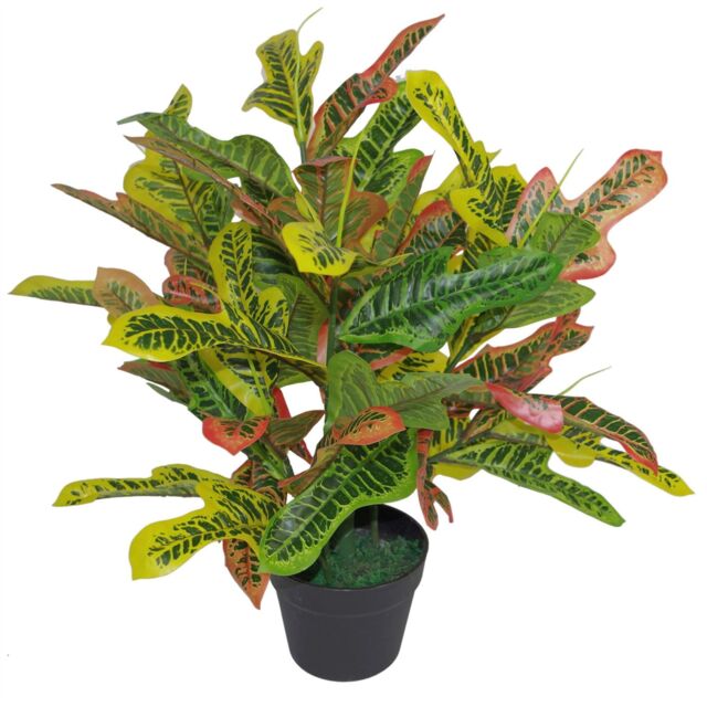 Leaf 65cm Artificial Codiaeum Multicoloured House Plant in Orange - image 1